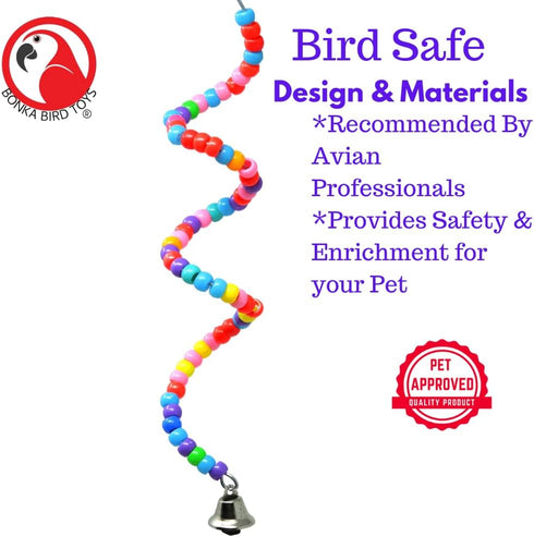 Colorful Plastic Bead Millet Holder for Parakeet, Budgie, Finch, Dove by Bonka Bird Toys 869