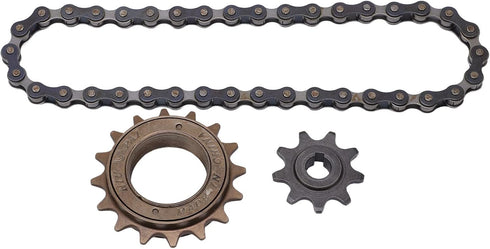 VBESTLIFE Freewheel Chain Kit, 16 Tooth Freewheel 9 Tooth Sprocket 38 Section Chain Kit for Mountain Bike