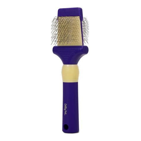 Double Sided Dog Slicker Brush, Small, Purple, Longer Pins, Flexible Head, Fine/Coarse Sides