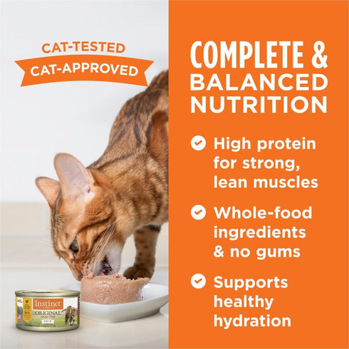 Instinct Original Grain Free Real Chicken Recipe Natural Wet Canned Cat Food - 3 oz. Cans (Case of 24)