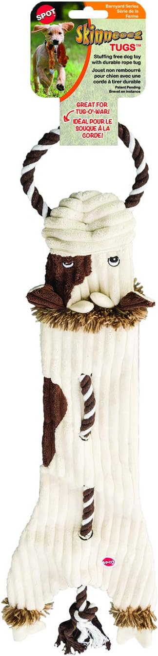 SPOT Skinneeez Barnyard Tug Dog Toy, 23 Inch, Stuffing-Free, Rope Design for Strong Chewers, Squeaker & Crinkle