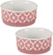 Bone Dry Lattice Collection Pet Bowl & Canister, Small Set, 4.25x2 inches, Rose