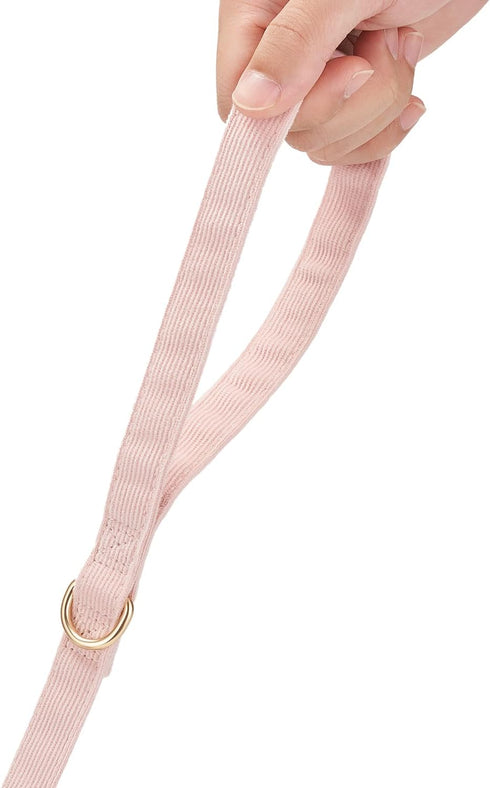Corduroy Dog Leash - 5 Ft Length for Small Medium Large Dogs (Light Pink, Small)