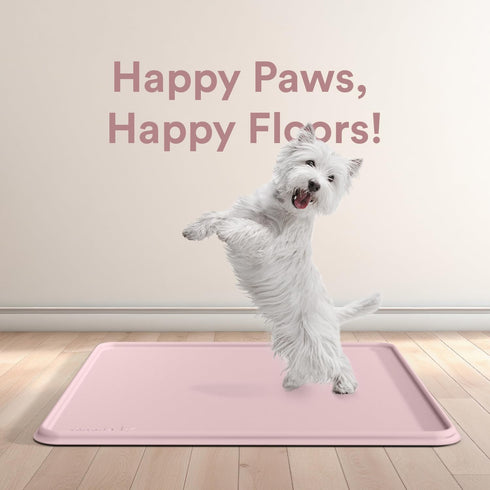 Pee Pad Tray Holder for Dogs - Large Pink Silicone Mat with No Spill Raised Lip, Extra Thick Non-Slip for Indoor Floor