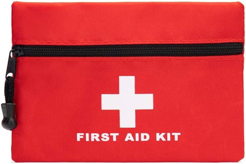 Red Emergency Pouch | Small Travel Rescue Pouch for Car, Home, Office, Kitchen, Outdoors | Empty First Aid Bag (6.3x4.3