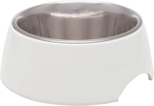 Loving Pets Retro Bowl Dog Food Water Bowl, No Tip Stainless Steel Elevated Pet Bowl, Large, White