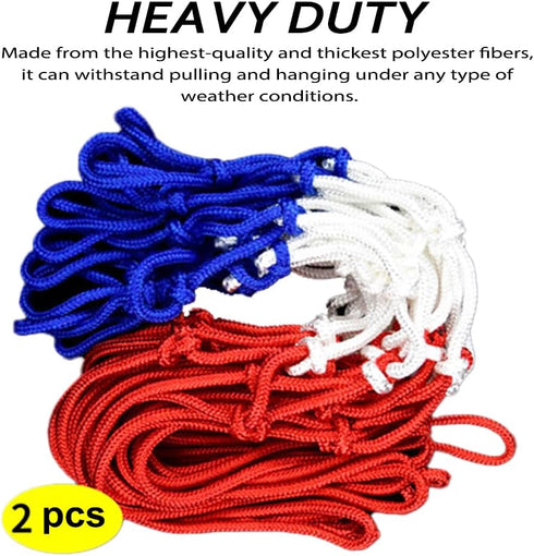 Heavy Outdoor Indoor Basketball Net Replacement, 2 Pack, All Weather Anti Whip for Standard 12 Loops Rims