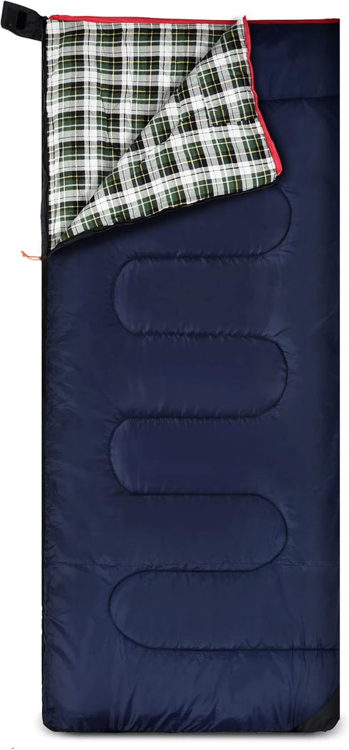 REDCAMP Cotton Flannel Sleeping Bag for Camping, Adults Cold Weather Envelope Sleeping Bags with 2/3/4lbs Filling