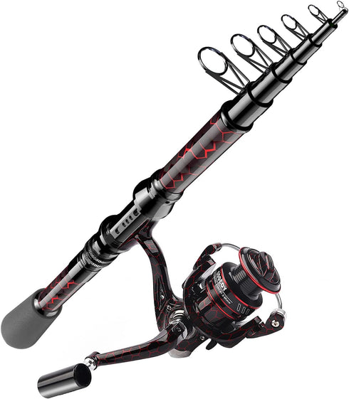 Fishing Rod and Reel Combos - 1.8M High Carbon Fiber Telescopic Fishing Pole with 12+1 Full Metal Ultra Smooth Reel