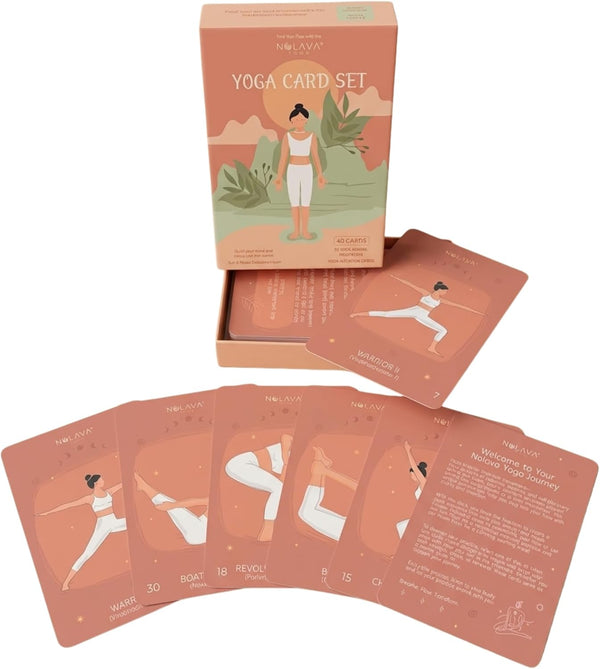 NOLAVA Yoga Card Gift Set Large 4"x6" Yoga Cards with 30 Poses,