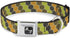 Buckle-Down Dog Collar with Seatbelt Buckle - Honeycomb Greens/Orange - 1.5" Wide - Fits 13-18" Neck - Small