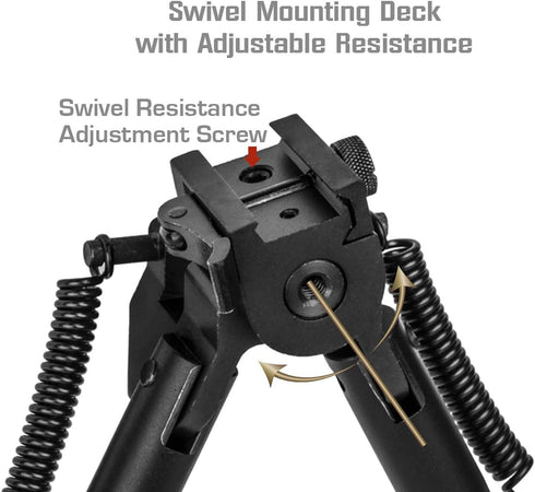 Scout-pod Tactical Pro Bipod, 7.3" to 9" Height Adjustable with Double Swivel and QD Mounting Deck, SP-SL07