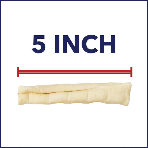 Pet Factory 100% Made in USA Beefhide 5" Chip Rolls Dog Chew Treats, Natural Flavor, 18 Count