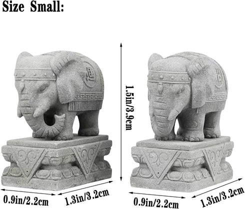 Asian Aquarium Foo Dogs Statue, Fish Tank Decorations, Feng Shui Elephant Ornaments for 10 Gallon Tanks