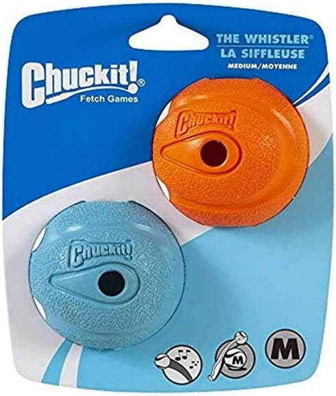 Chuckit Dog Fetch Toy Whistler Ball | Noisy Play Fits Launcher | Medium 8 Balls (4 Items)