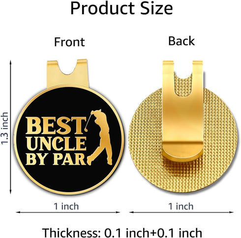 Hafhue Best Uncle by Par Black Gold Golf Ball Marker with Magnetic Hat Clip, Funny Golf Gifts for Uncle, Birthday