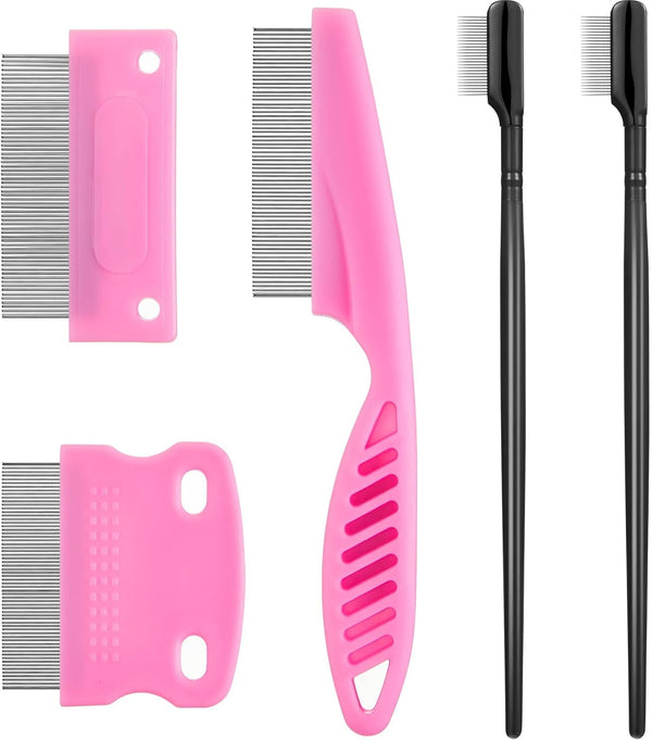 5 Pieces Dog Eye Combs, Tear Stain Remover Combs for Small Dogs, Gently Removing Eye Mucus (Pink, Black)