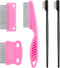 5 Pieces Dog Eye Combs, Tear Stain Remover Combs for Small Dogs, Gently Removing Eye Mucus (Pink, Black)