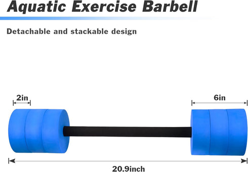 Hikeen Aquatic Exercise Dumbbells - Water Dumbbell Pool Resistance Barbells with 4 High-Density EVA Foam Weights