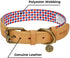 Blueberry Pet Multicolor Geometric Squares Dog Collar - Genuine Full Grain Leather & Polyester Combo, Large
