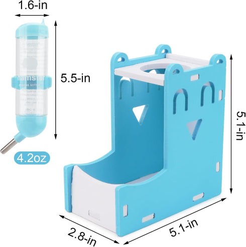 2 in 1 Hamster Hanging Water Bottle, Pet Auto Dispenser with Base for Hamster Rat Mouse, 125ML
