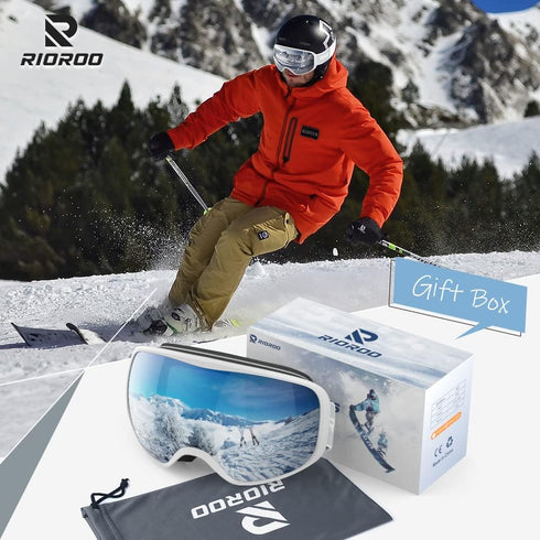 Ski Goggles, Snowboard Goggles for Men, Women, Adults, Youth, OTG/100% UV Protection/Anti-fog/Wide Vision