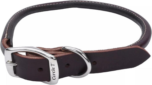 Coastal Pet Circle T Latigo Leather Round Dog Collar, 5/8" x 16", Handcrafted for Sensitive Skin Dogs