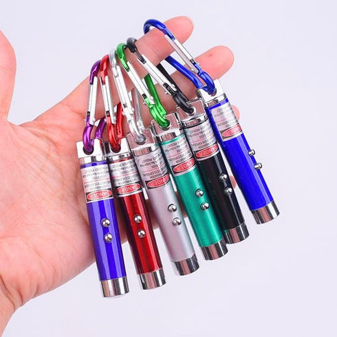 6 PCS Mini Keychain Laser Pointer - LED Flashlight Dog Cat Toy Remote Control