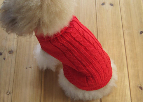 FAMI Dog Clothes Sweater for Small Dogs, Soft Winter Puppy Sweaters, Warm Outfit for XS S Cats (Red, X-Small)