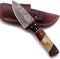 Handmade Damascus Steel Knife – Fixed Blade Dagger for Hunting, Survival, Camping – Full Tang Bone Handle with Sheath