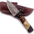 Handmade Damascus Steel Knife – Fixed Blade Dagger for Hunting, Survival, Camping – Full Tang Bone Handle with Sheath