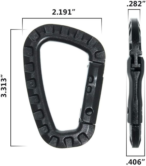 Tactical Carabiner Keychain 6 Pack, Durable Plastic Carabiners, Lightweight Utility Hooks for Backpacks