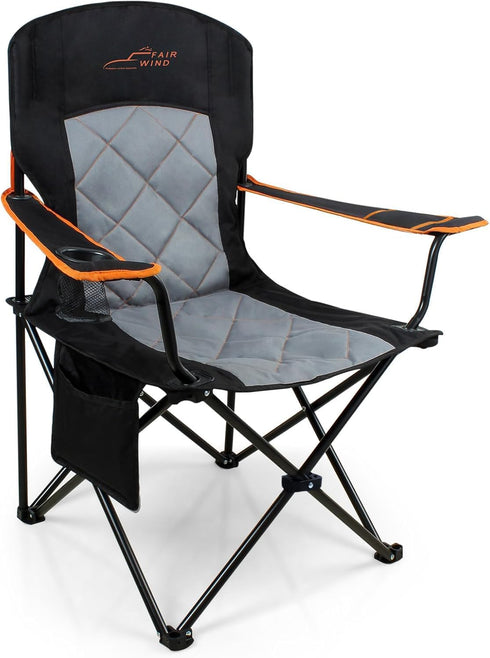 FAIR WIND Oversized Fully Padded Camping Chair, Heavy Duty Quad Fold Chair