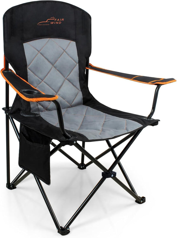 FAIR WIND Oversized Fully Padded Camping Chair, Heavy Duty Quad Fold Chair