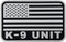 K-9 Tactical Patch 3x2 inch Black and White US Flag Patch for Tactical Hat, Cap, Vest, Trooper Clothing, Bags (White,