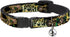 Cat Collar Breakaway Loki Poses in Black Gold Green, 8 to 12 Inches, 0.5 Inch Wide, Model: BAC-WAV037-NM