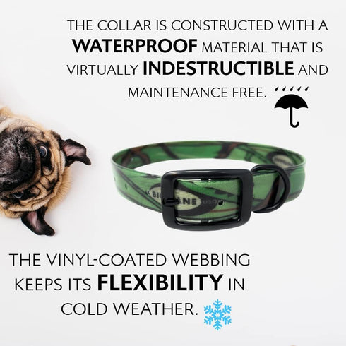 Regal Dog Products Waterproof Camo Hunting Dog Collar with Black Hardware for Small, Medium, Large, or XL Dogs