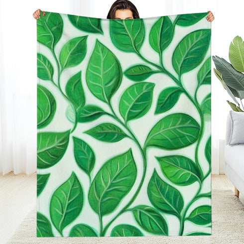 PALNKART Cozy 40x50in Leaf Pattern Warm Decorative Blanket for Sofa Bed Travel Camping Chair, Lightweight Flannel