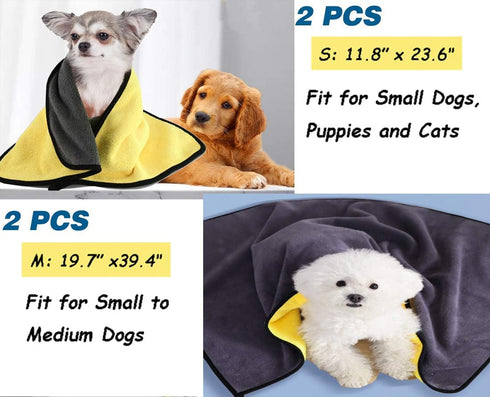 2 Pack Dog Towels, Super Absorbent Pet Bath Towel, Microfiber Dog Drying Towel for Small Dogs and Cats, Machine