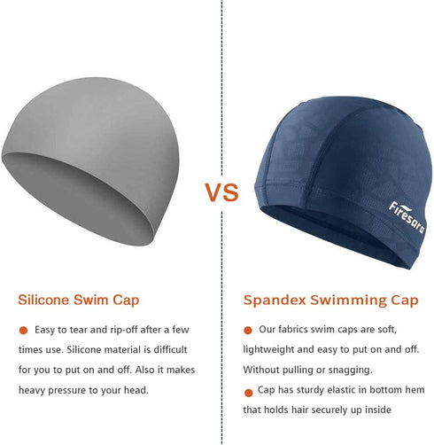 Firesara Fabric Swim Cap - High Elasticity Swimming Cap for Long Hair Short Hair, Swim Caps for Women Girls Men Kids
