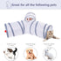 Cat Tunnel Collapsible Tube with 1 Play Ball Toys - 3 Ways Tunnels for Indoor Cats, Puppy, Rabbit (White and Gray)