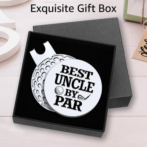 Hafhue Best Uncle by Par Golf Ball Marker with Magnetic Hat Clip, Funny Golf Accessories for Uncle, Birthday Gift for