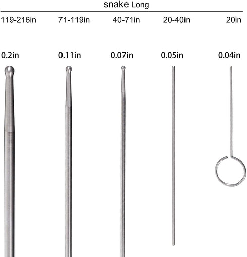 REPTI ZOO Snake Probe Kit, 6 Pieces Round Ball Tip Professional Reptiles Snake Sexing Probes Set