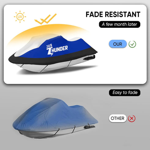 Jet Ski Cover, Heavy Duty Waterproof 210D Marine Grade Oxford Cloth PWC Cover, UV Protection for 115'' to 120"