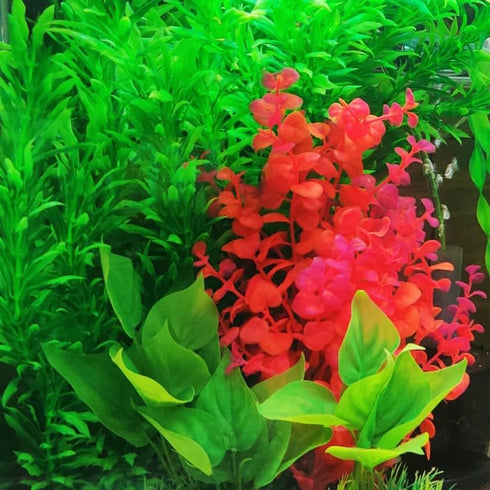 Red Aquarium Plants, Artificial Decorations, 1PC Plastic Fish Tank Plant