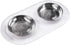 Messy Cats Double Silicone Feeder with Stainless Saucer Shaped Bowl | Anti-Slip Non-Skid Cat Food Bowls | Two Cat Bowls in Feeding/Water Station | 1.75 Cups per Bowl (Marble)