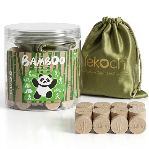 LEKOCH 100 Pcs Compressed Towel Tablets - Biodegradable Disposable Bamboo Towels for