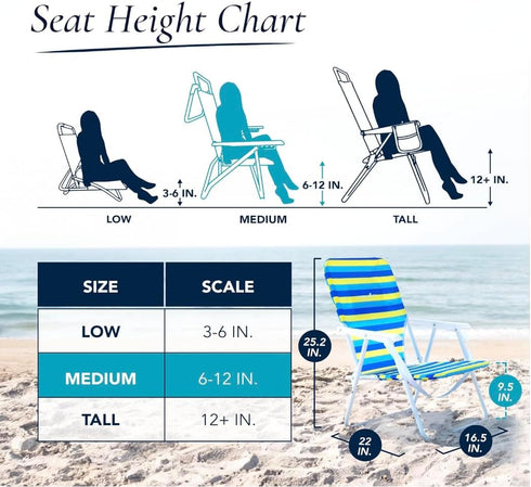 1 200lbs CARIBBEAN JOE Folding Beach Chair, Position Lightweight and Portable Foldable Outdoor Camping Accessories