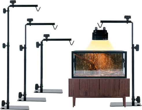 16.6-31 inch Reptile Lamp Stand, Adjustable Domes Heat Lamp Metal Bracket Floor Light Holder for Reptile Terrarium