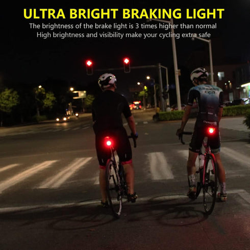 Smart Bike Tail Light: Auto On/Off Rear Bicycle Flashlight, High Lumen Daytime Strobe USB Rechargeable Safety Red LED